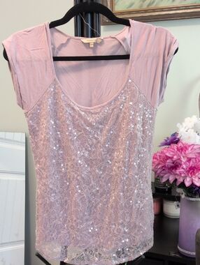 RW&CO. Pastel Lavender Sequin Knit Top